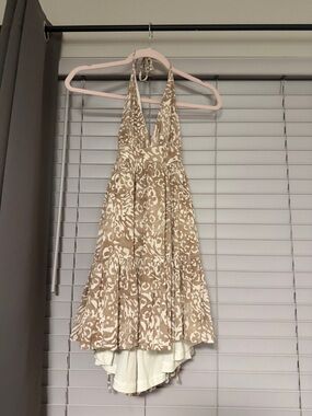 Lovely Day Beige and White Halter High-Low Dress